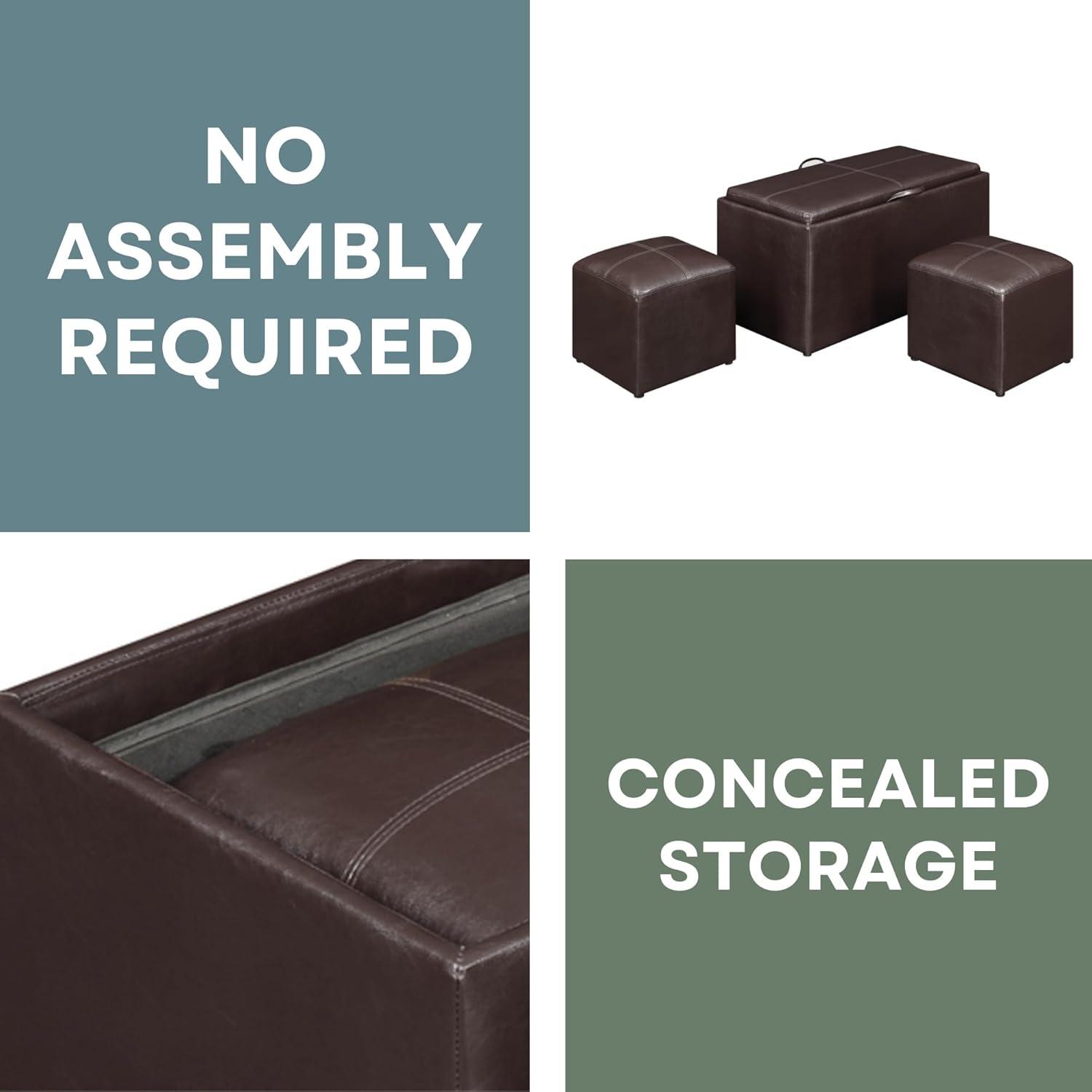 Convenience Concepts Sheridan 3 Piece Living Room Set with Storage, Espresso