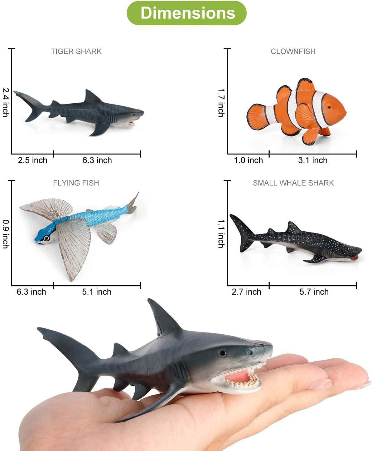 Sea creature Toys VOLNAU 7PcS Indian Ocean Sea Animals Figurines Shark Toys for Toddlers Kids christmas Birthday gift Plastic Fish Toys Preschool Pack and Bath Sets