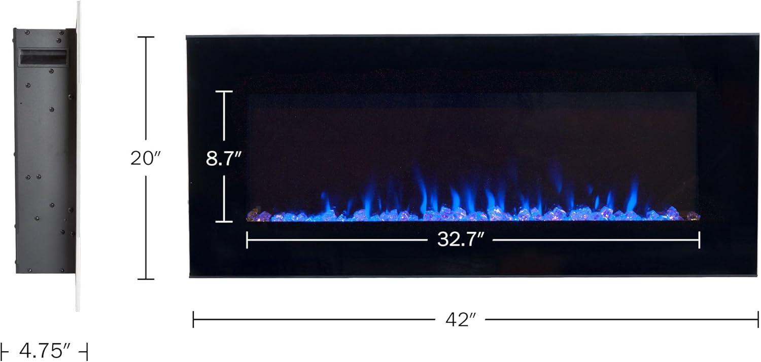 Northwest 42" Electric Fireplace Wall Mounted Led Fire And Ice Flame with Remote: Indoor 42 Inch Heater, Tempered Glass