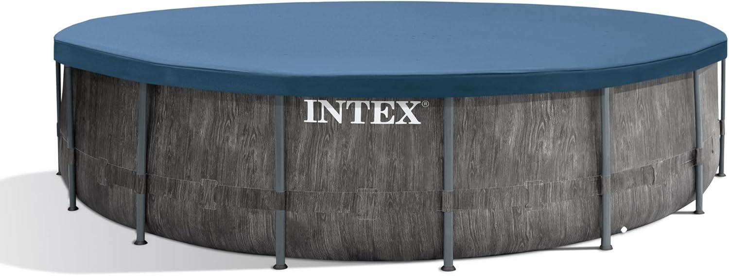 INTEX Round Prism Frame 15ft x 48in Above Ground Swimming Pool Set w/ Pump