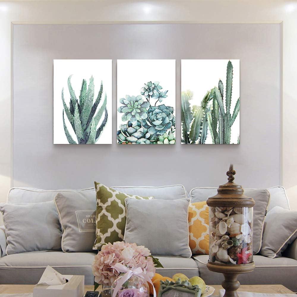 Canvas Wall Art For Living Room Bathroom Wall Decor For Bedroom Kitchen Artwork Canvas Prints Green Plant Flowers Painting 12" X 16" 3 Pieces Modern Framed Office Home Decorations Family Picture