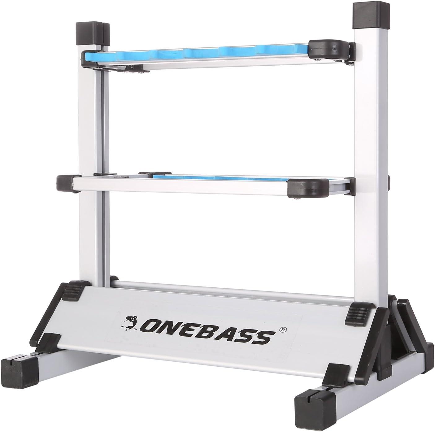 One Bass Fishing Rod Rack Metal Aluminum Alloy Fishing Rod Holder Portable Rod Organizer for All Type Fishing Pole, Hold Up to 12 Rods