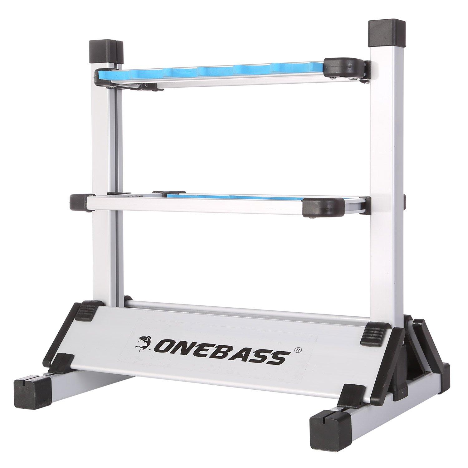 One Bass Fishing Rod Rack Metal Aluminum Alloy Fishing Rod Holder Portable Rod Organizer for All Type Fishing Pole, Hold Up to 12 Rods