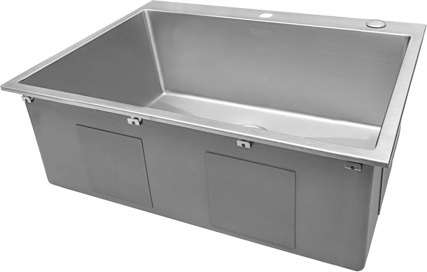 Ruvati 28-inch Drop-in Topmount 16 Gauge Stainless Steel Rounded Corners Kitchen Sink Single Bowl