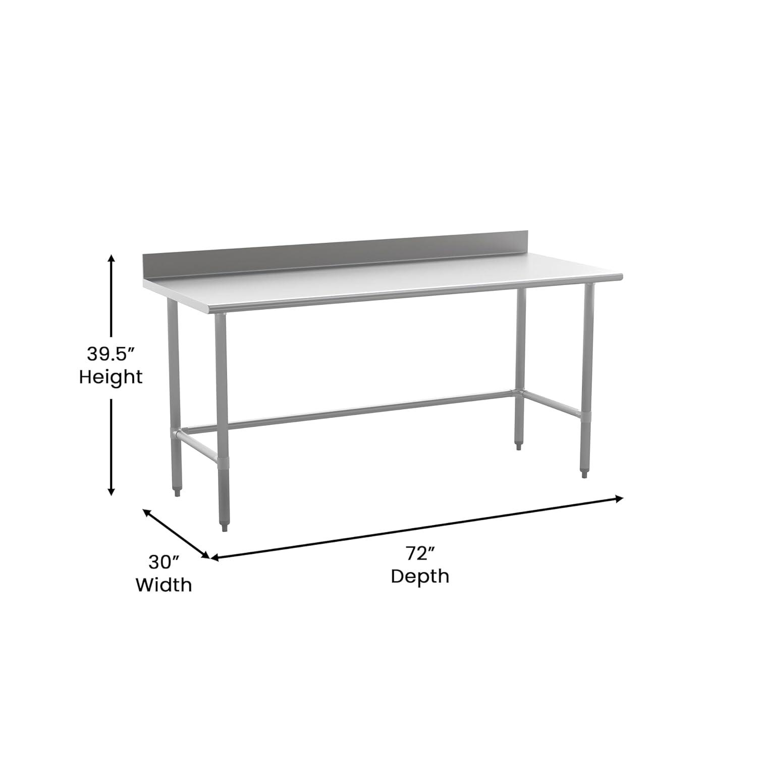 Commercial Stainless Steel Kitchen Prep and Work Table with Backsplash