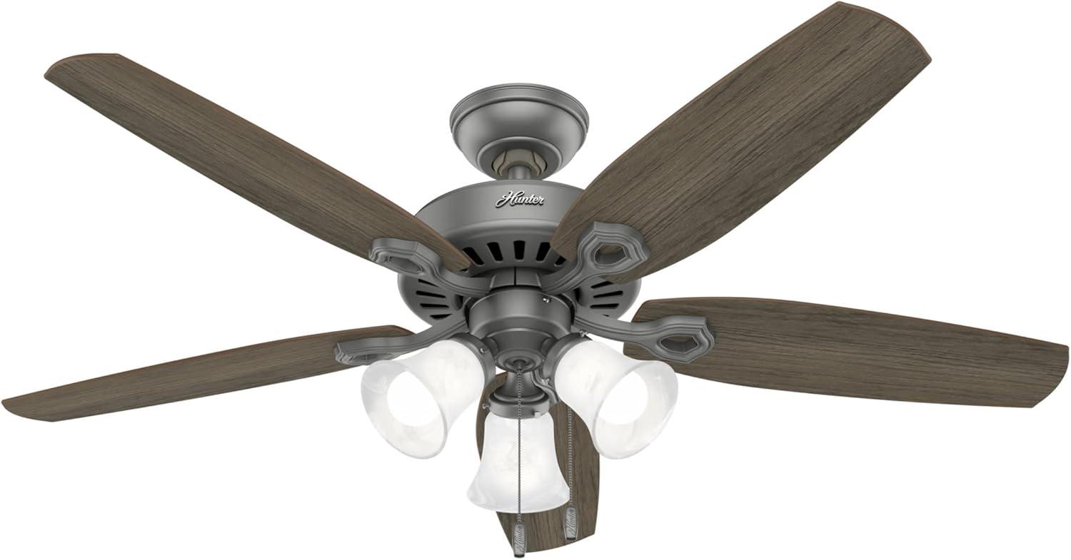 Matte Silver 52" Ceiling Fan with LED Light Kit and Reversible Blades