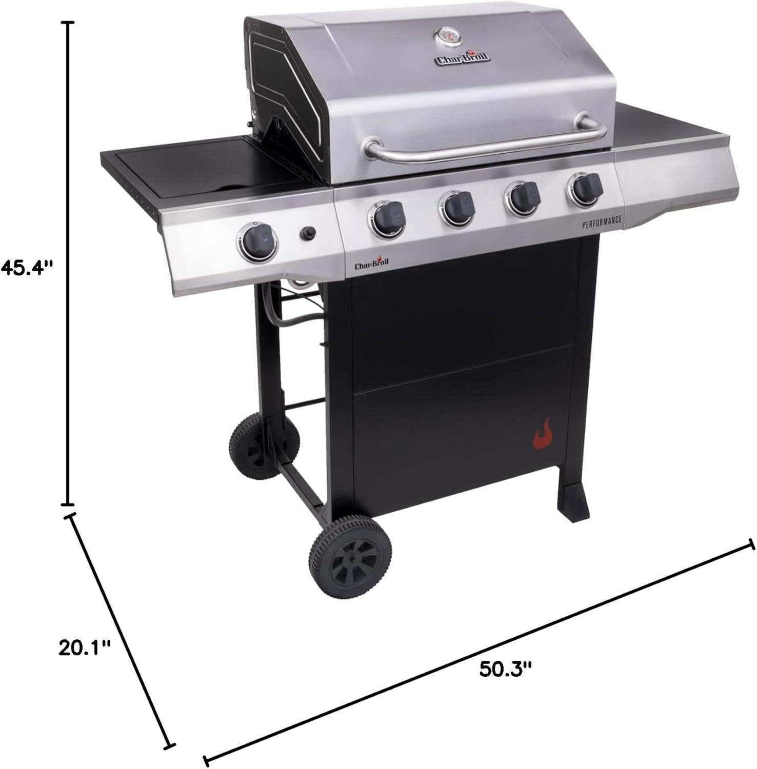 Charbroil Performance Series 4-Burner Propane Gas Grill Cart with Side Burner