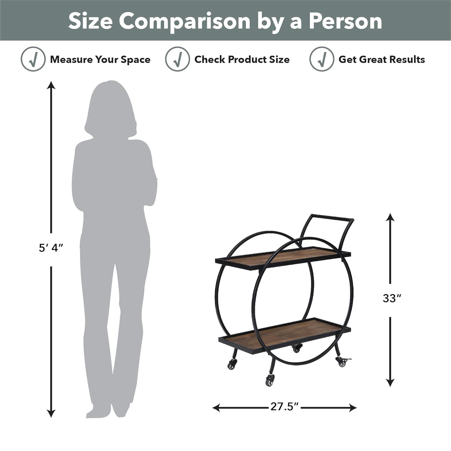 FirsTime & Co. Black and Brown Odessa Bar Cart, Industrial, Metal, 27.5 x 14 x 33 in