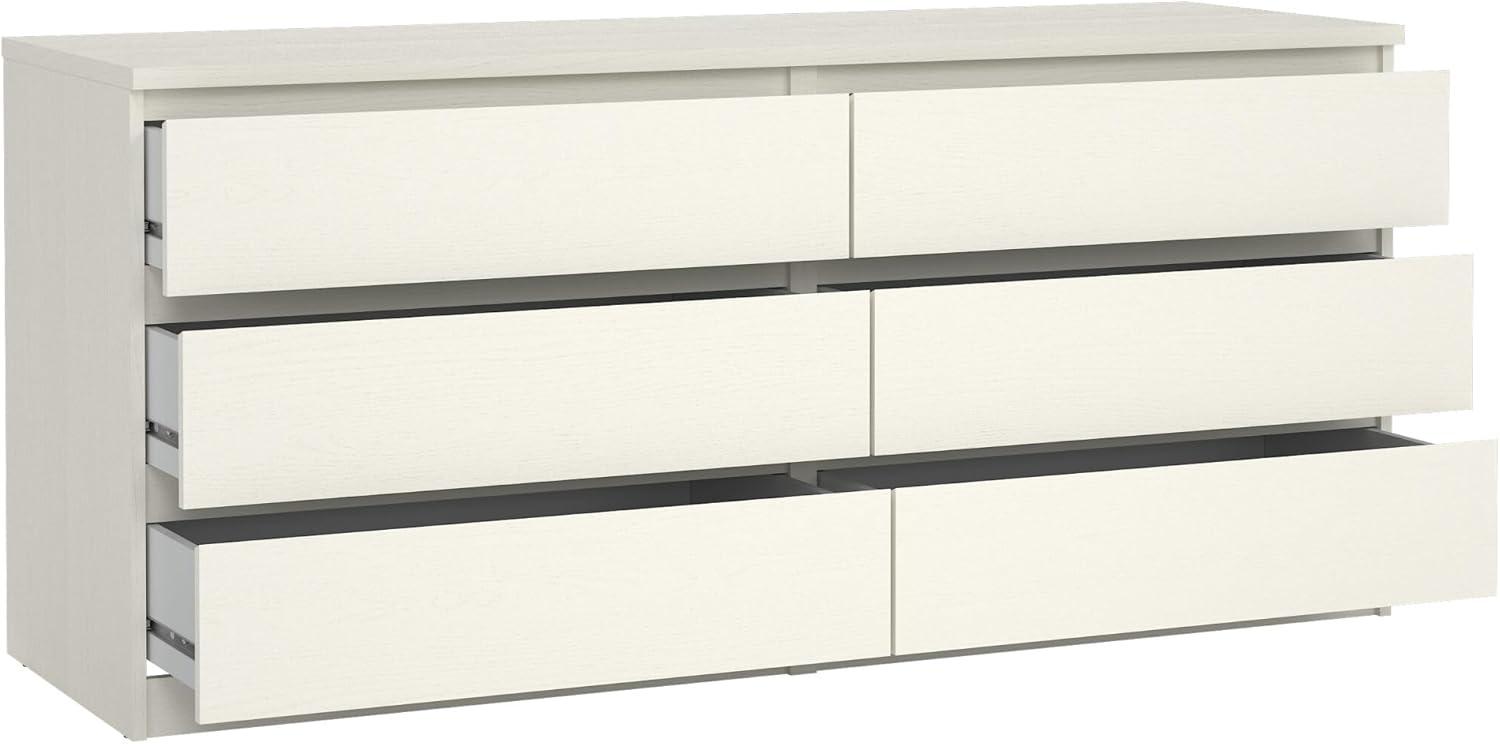 Tvilum Scottsdale 6 Drawer Double Dresser for Adults, White Woodgrain