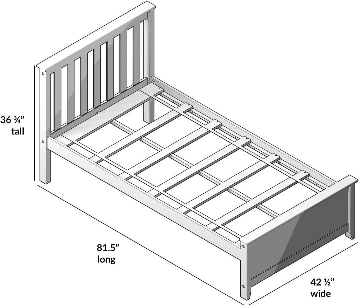 Plank+Beam Solid Wood Twin Bed Frame with Headboard, Classic Twin Size Adults Platform Bed