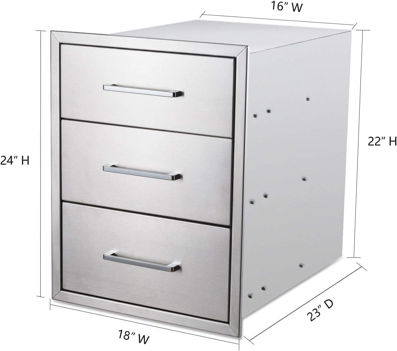17W30H21D Inch Outdoor Kitchen Drawers Stainless Steel Double Drawer w/Paper Towel Holder Combo Works with Your Grilling or Prep Zones for Outdoor BBQ Island
