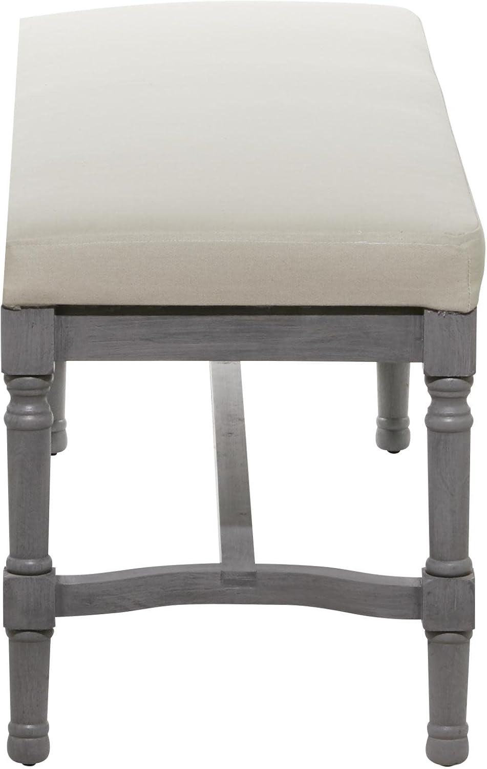 DecMode Wood Bench with Burlap Seat, Gray