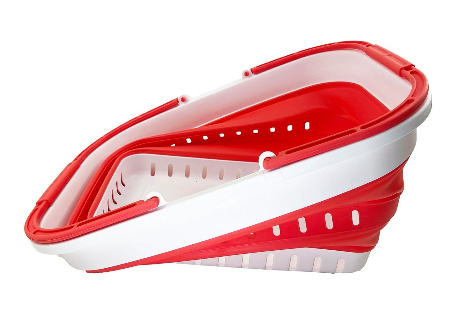 SAMMART 26L (6.8 Gallons) Collapsible Plastic Laundry Basket with Handle, White/Coral Pink