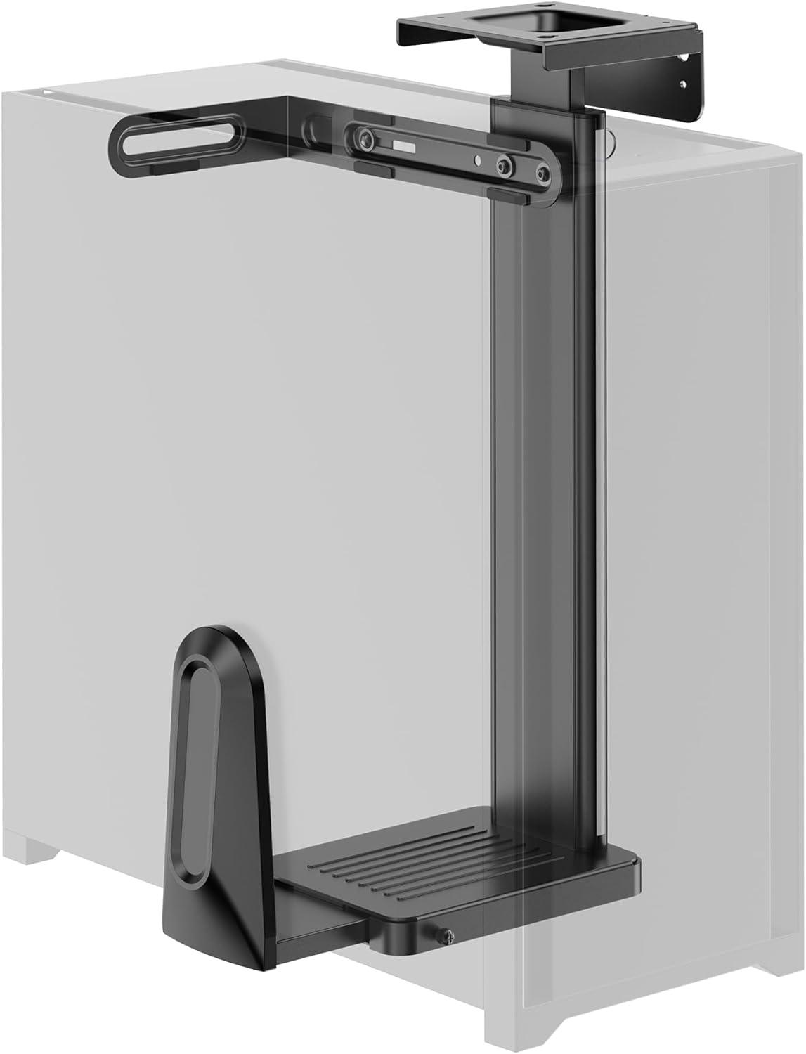 Mount-It! Heavy Duty Under Desk Computer Wall Mount | Height Adjustable CPU Holder with Sliding Tracks | 44 Lbs. Weight Capacity | Black