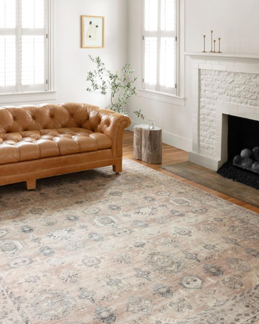 Gray and Beige Medallion Synthetic 9' x 12' Area Rug