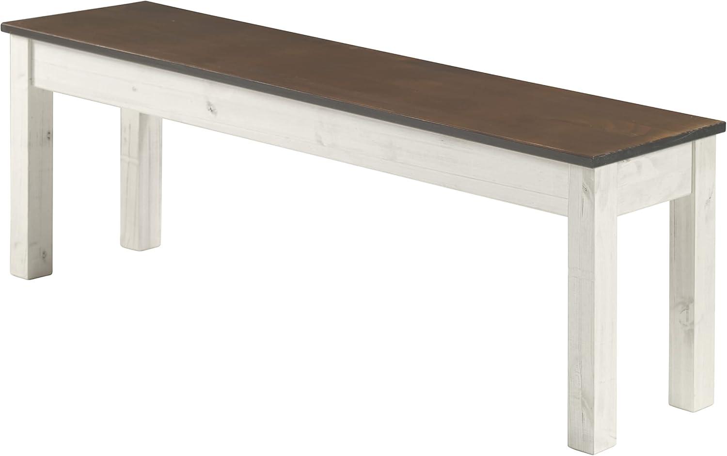 Bridge Brazil Wood Bench White Distressed | Furniture Dash White distressed finish, seat in brown lacquer.