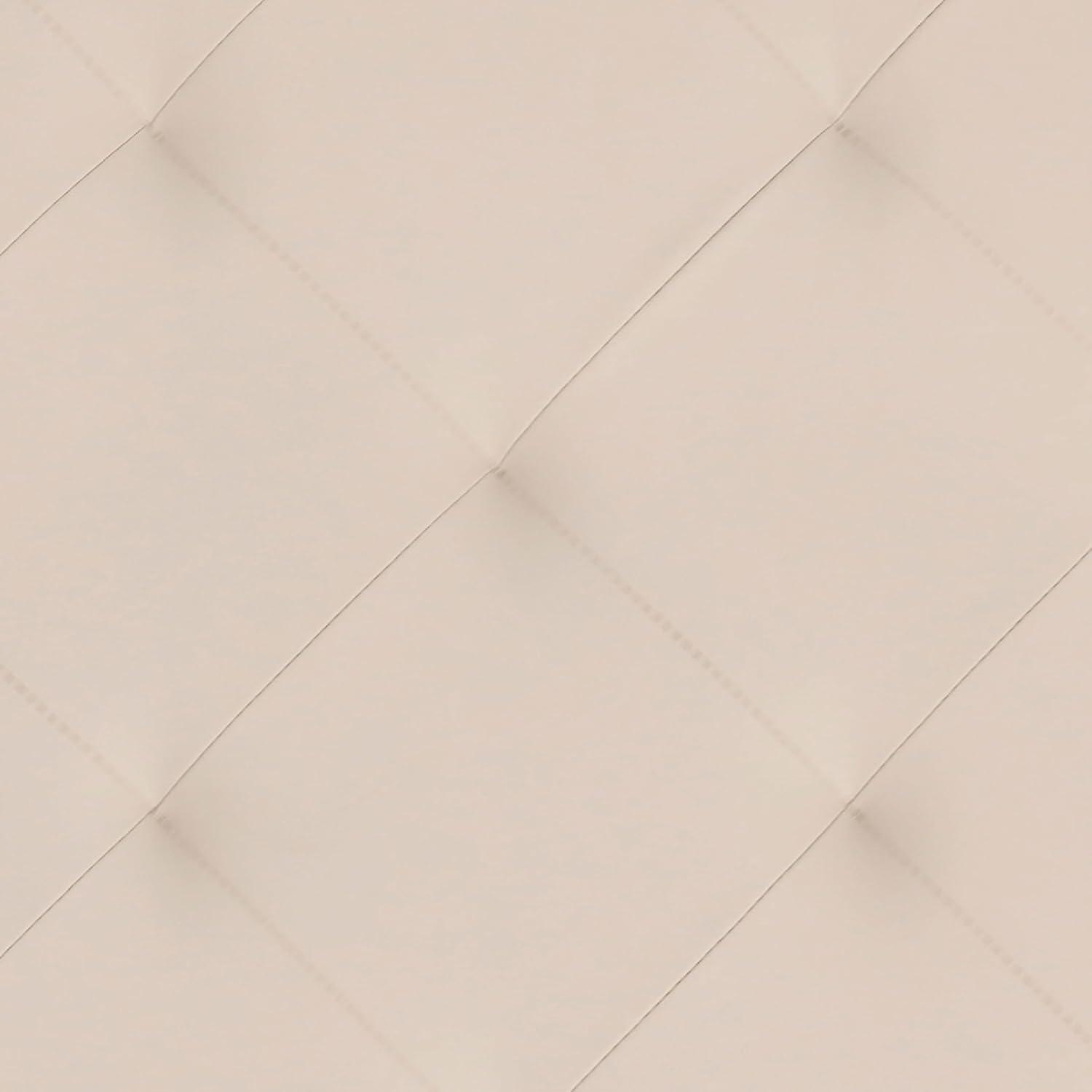 Flash Furniture Ashton 30" Square LeatherSoft Tufted Ottoman with Metal Frame, Beige LeatherSoft/Black Frame