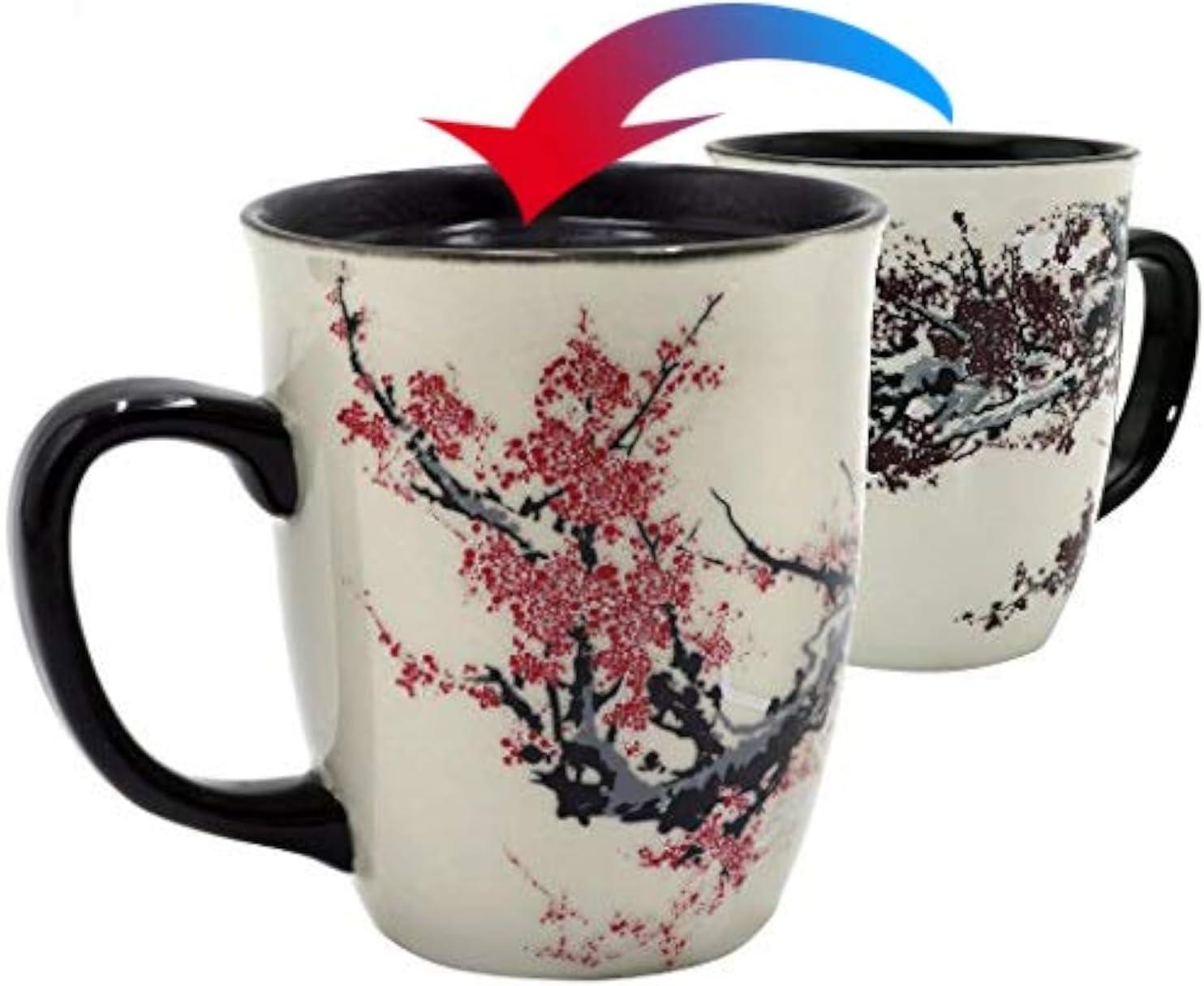 XGZHP3 Sensitive Color-changing Ceramic Coffee Mug  Large Creative Thermal Magic Art Plum Blossom Porcelain Cup - 1pc - Perfect Mother Grandmother Gift - Unique Drinkware For Restaurants