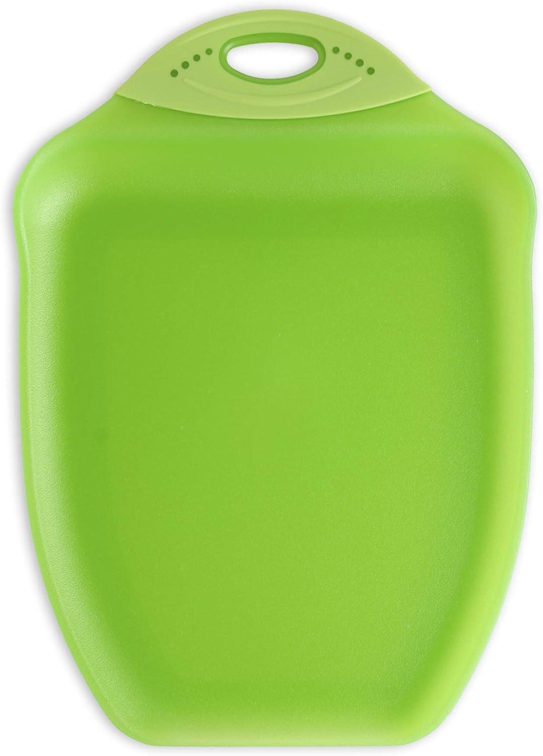 Green Plastic Rectangular Cutting Board with Handle and Juice Groove