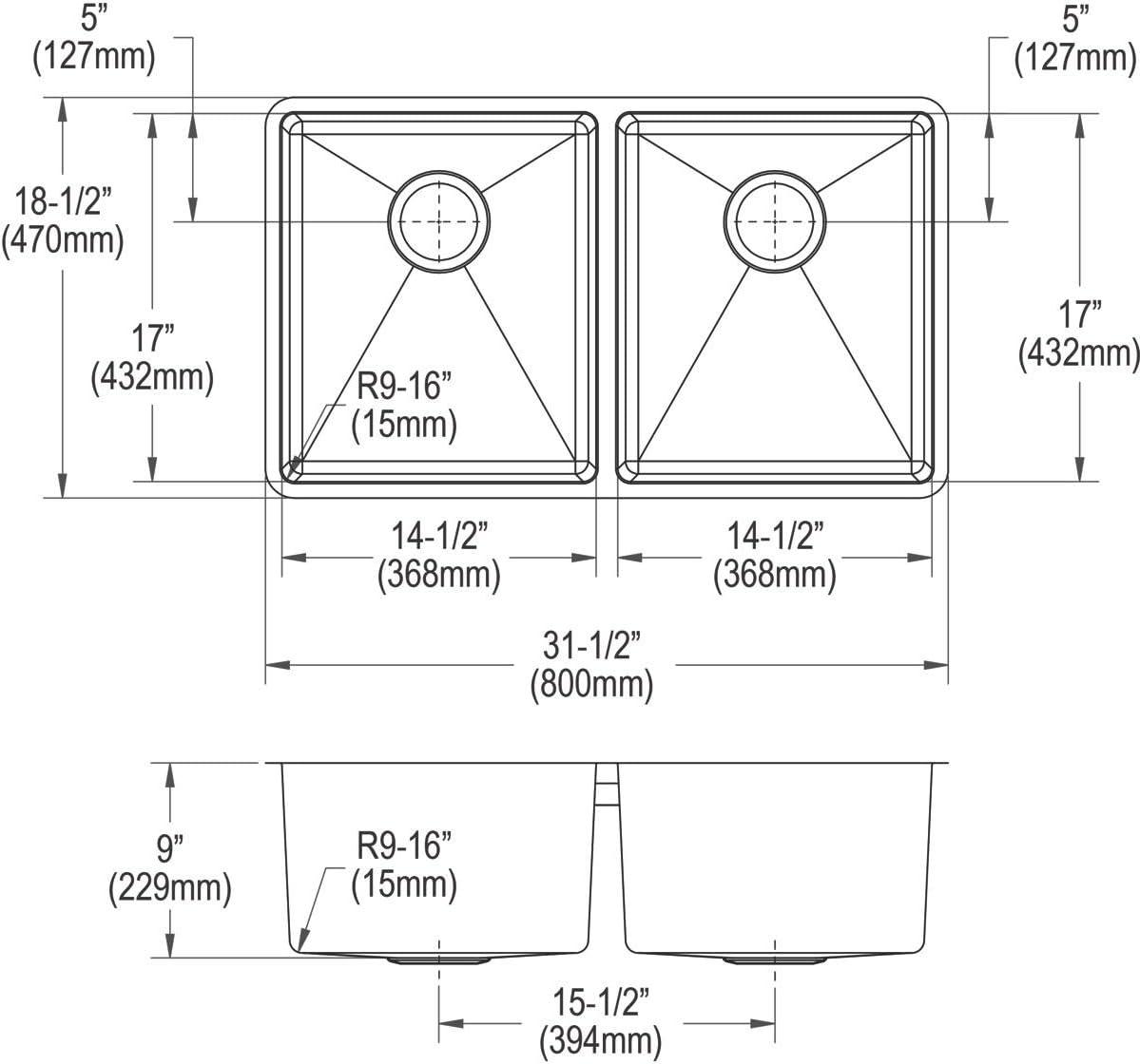 Modern Stainless Steel Double Bowl Undermount Kitchen Sink