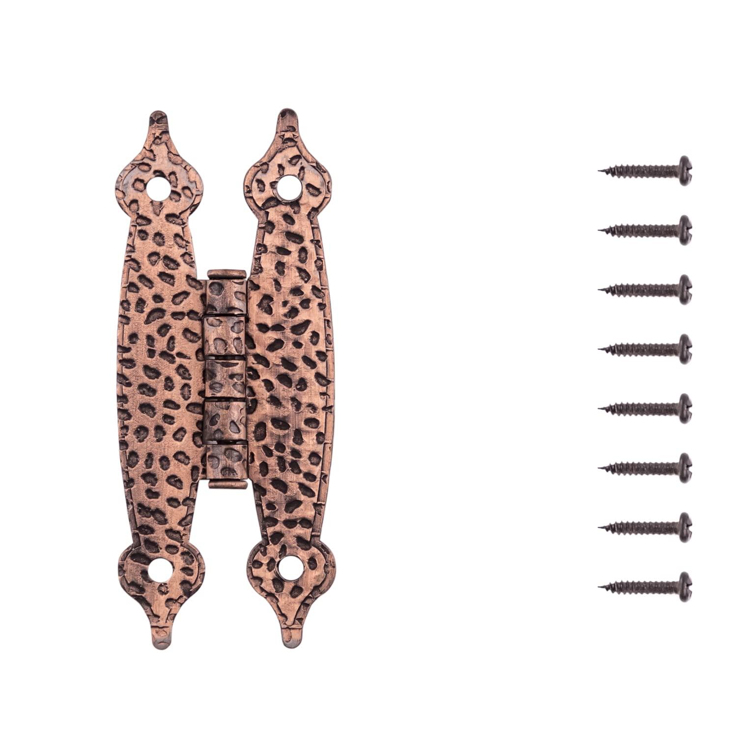 Hickory Hardware P106-AC Southwest Lodge Flush Mounted Hinge - Full Inset Face Frame with Soft Close - Free Swinging Cabinet Hinge - Easy Installation - Antique Copper Finish - 1 Set of Pair