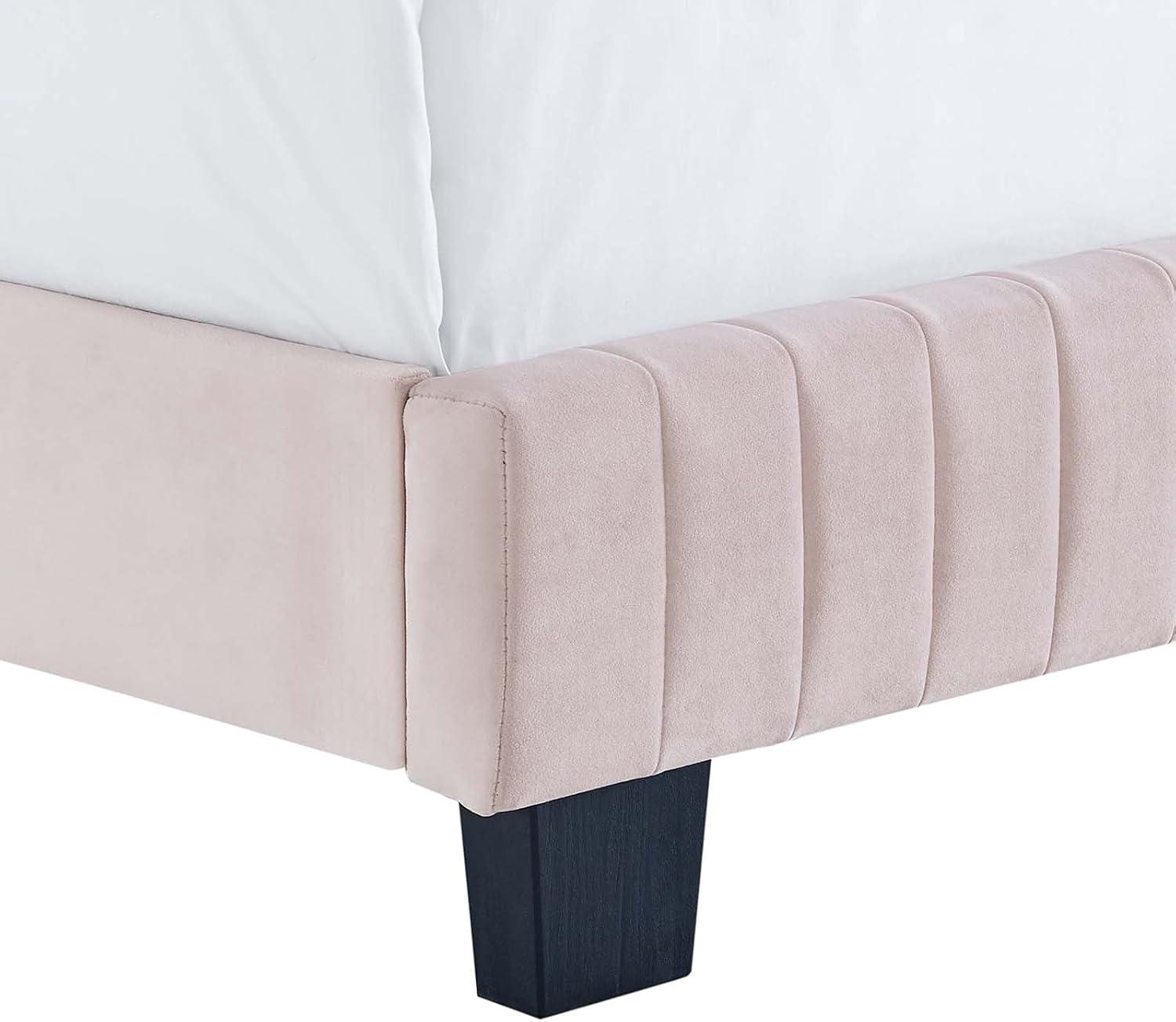 Modway Celine Channel Tufted Performance Velvet King Bed in Pink