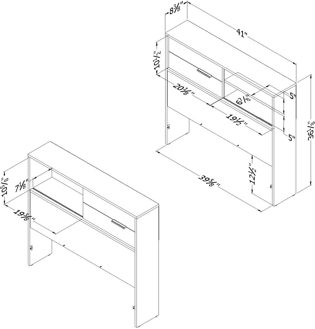 Gray Oak Twin Headboard with Storage Compartments