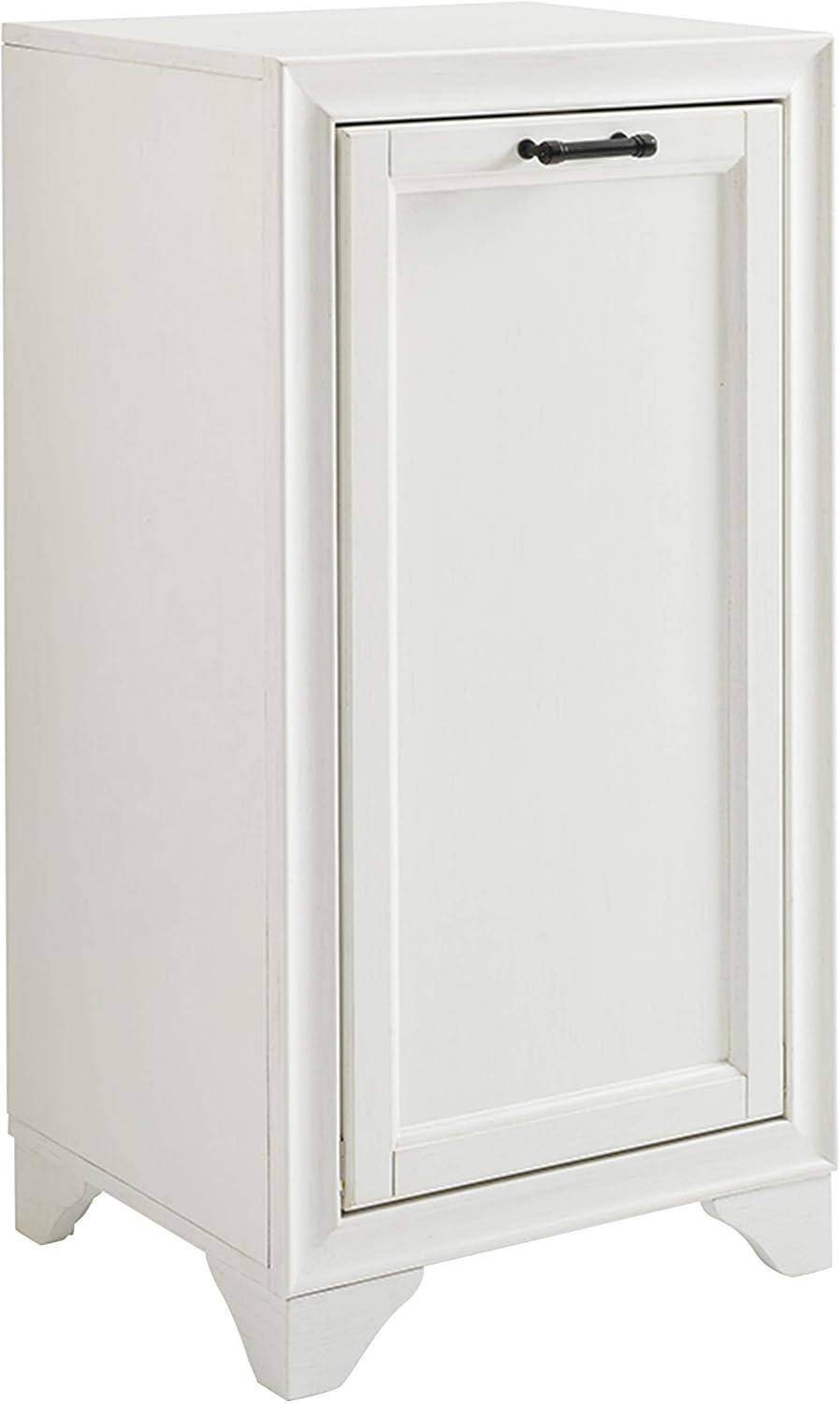 Crosley Furniture Tara Wood Classic Linen Cabinet in Vintage White/Black