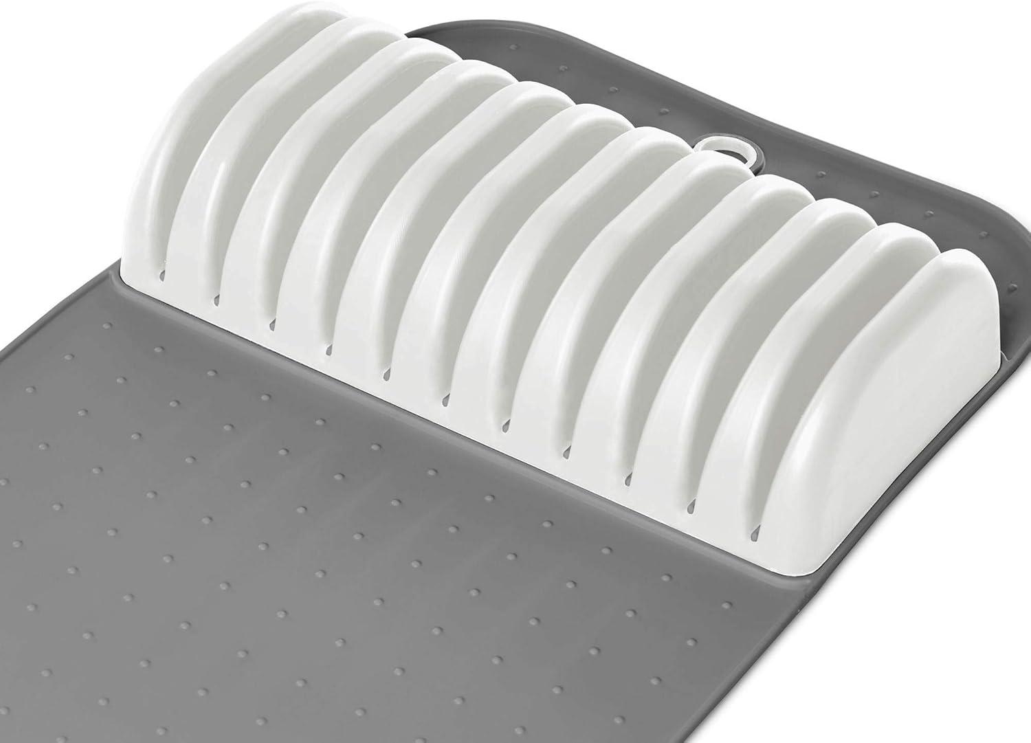 Large Gray and White Non-Slip Knife Organizer Mat