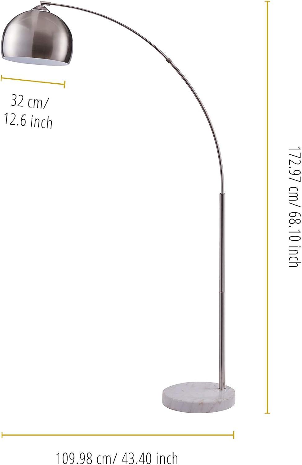 Teamson Home Arquer 68.1" Arc Floor Lamp with Faux Marble Base