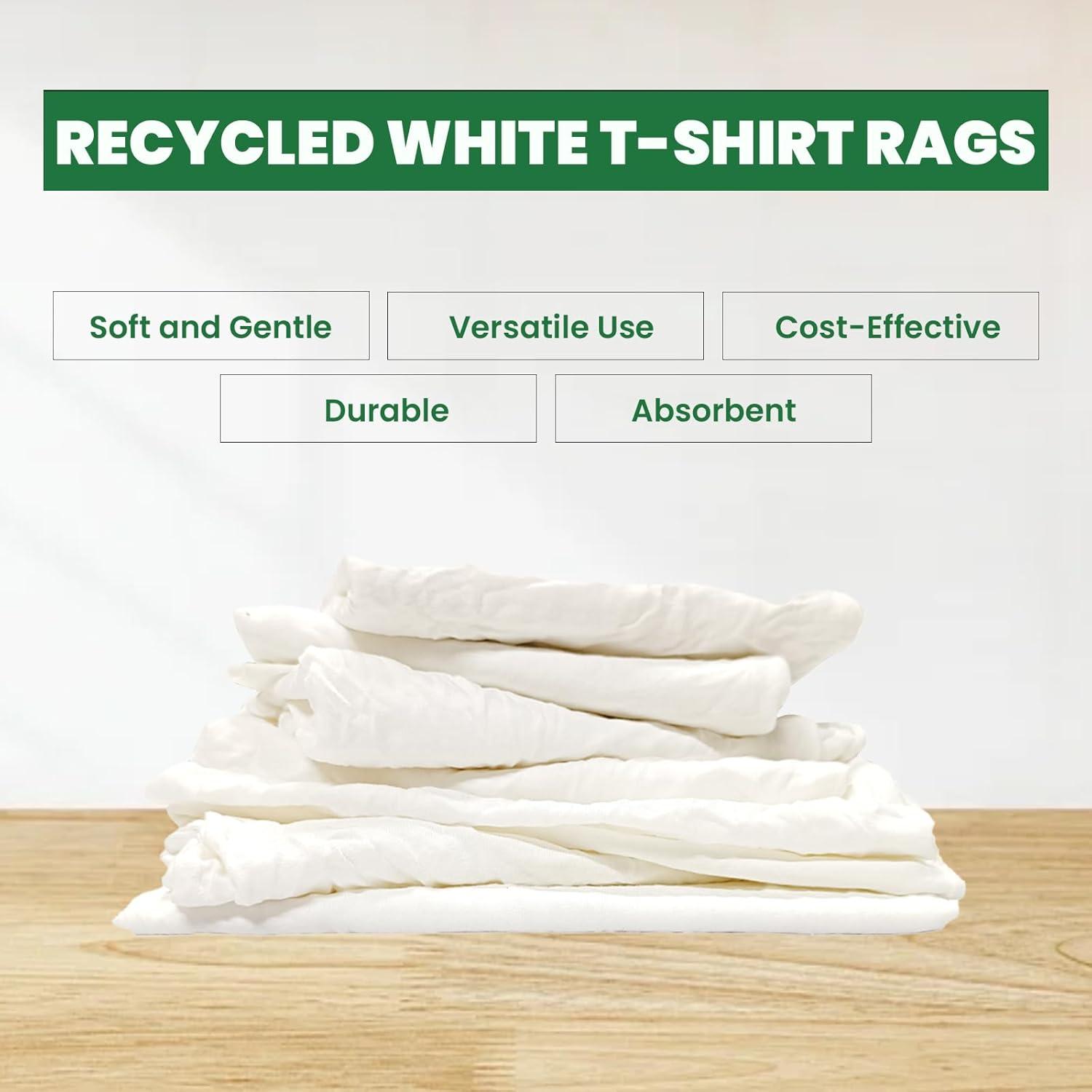 SupremePlus New White Knit T-Shirt Rags, Multipurpose Cleaning Cloth Wipe - 10 lbs. Box