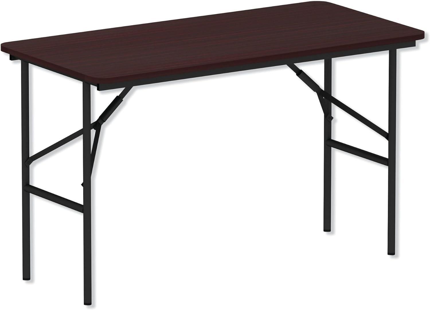 Mahogany Elegance 48" Portable Folding Table with Vinyl Edging