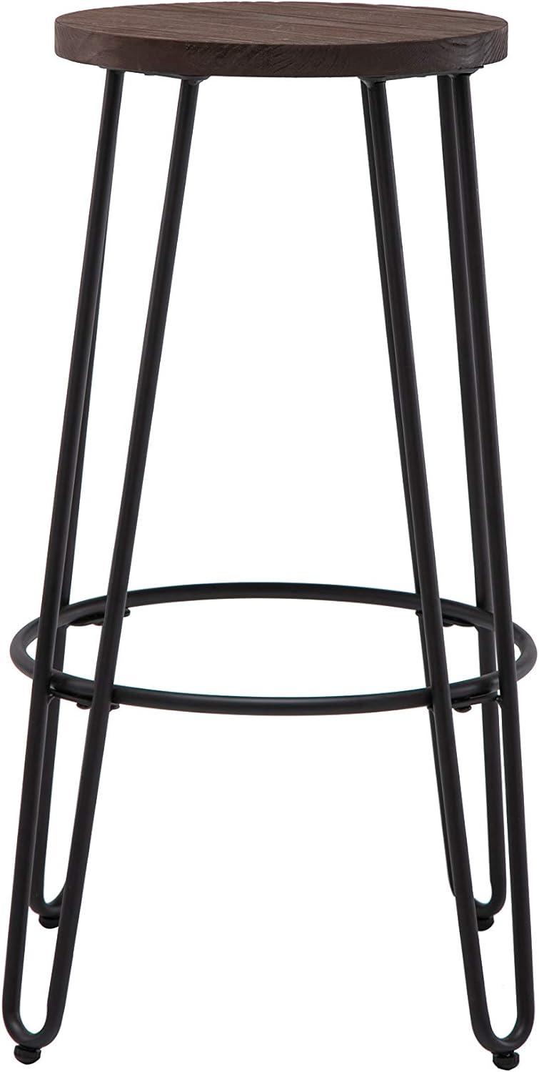 30'' Quinn Industrial Chic Backless Barstool in Black Wood and Metal