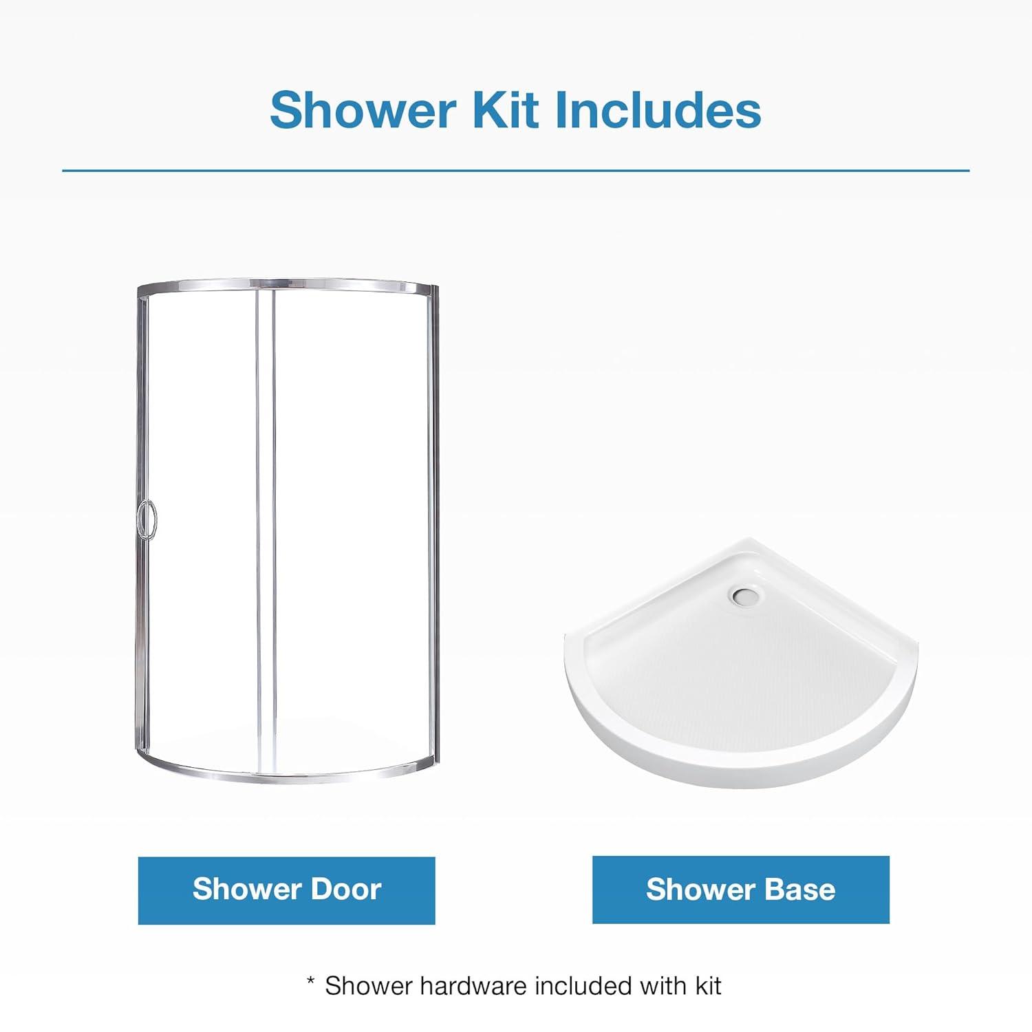 OVE Decors Breeze 35 in. Round Shower Kit w/ Clear, Base