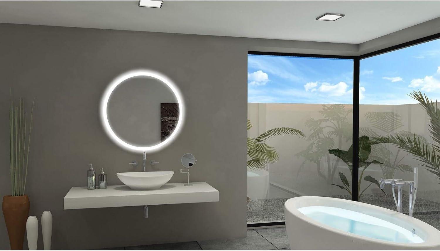 Paris Mirror 24 x 2 x 24 in. Round Mirror with 6000K LED Backlight
