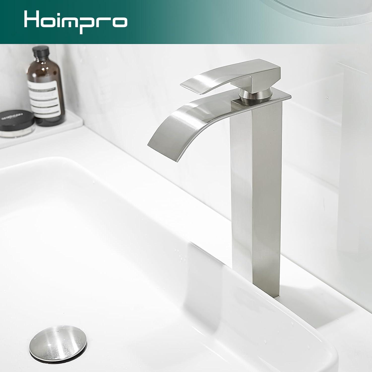 Brushed Nickel Single Handle Waterfall Bathroom Faucet