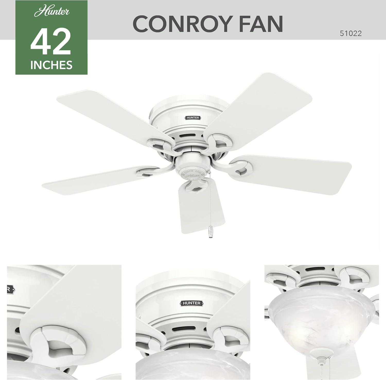 42'' Conroy 5 - Blade Flush Mount Ceiling Fan with Pull Chain and Light Kit Included