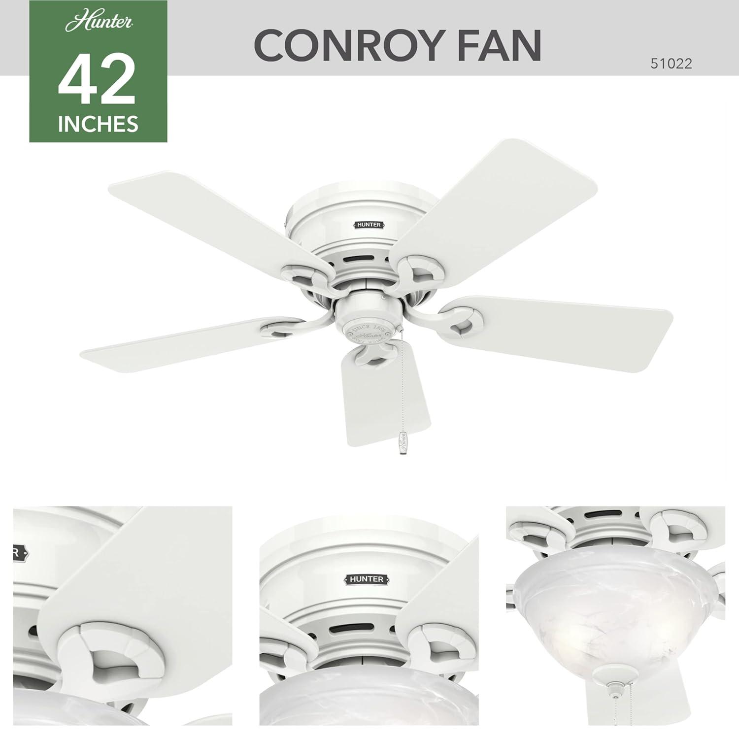 42'' Conroy 5 - Blade Flush Mount Ceiling Fan with Pull Chain and Light Kit Included