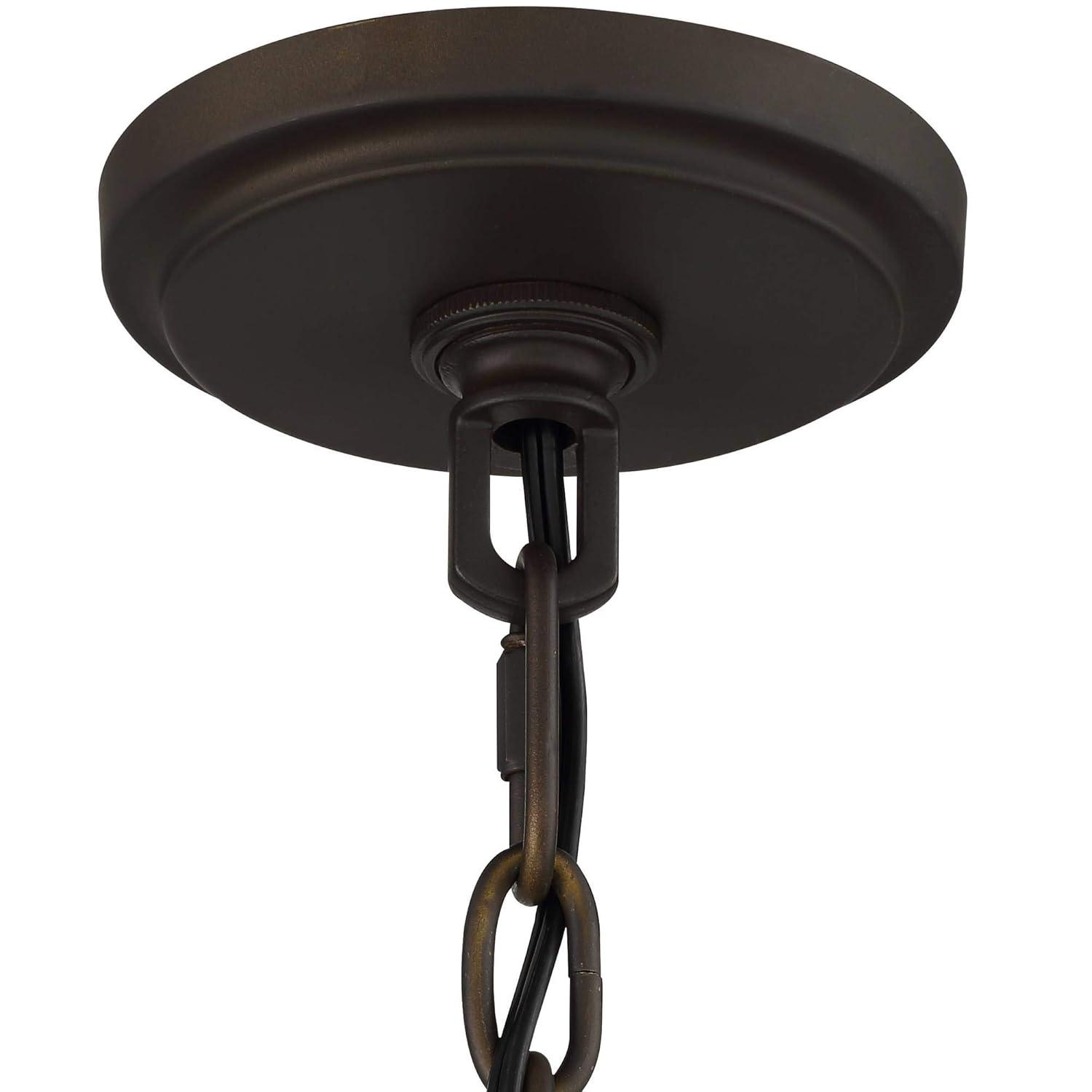 Possini Euro Design Campanelli Bronze Brass Pendant Chandelier 19" Wide Rustic Drum Waterglass Shade 4-Light Fixture for Dining Room Kitchen Island
