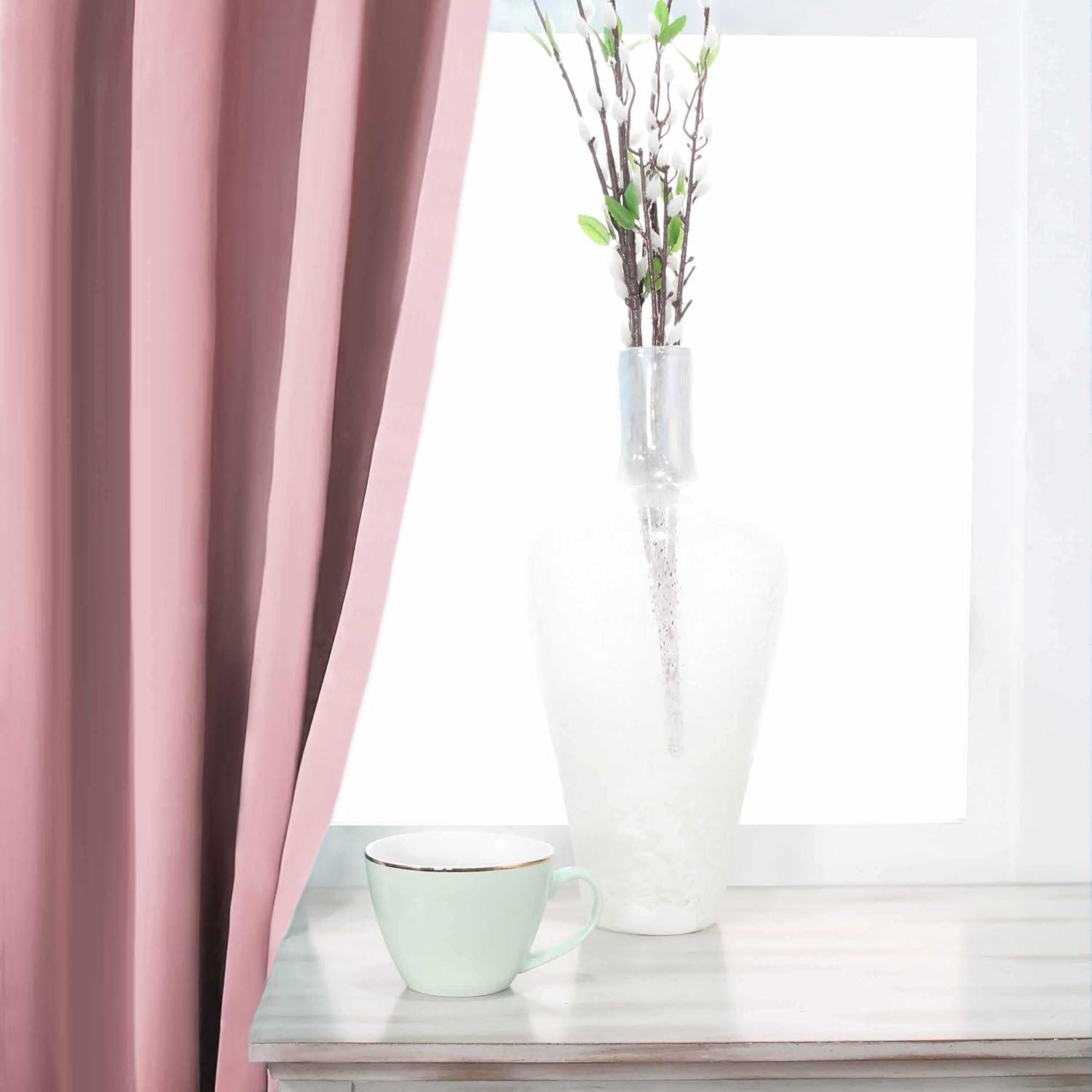 Superior Solid Blackout Curtain Panel, Set of 2, 8 Grommet Curtains 52" W x 108" L, Mauve chalk