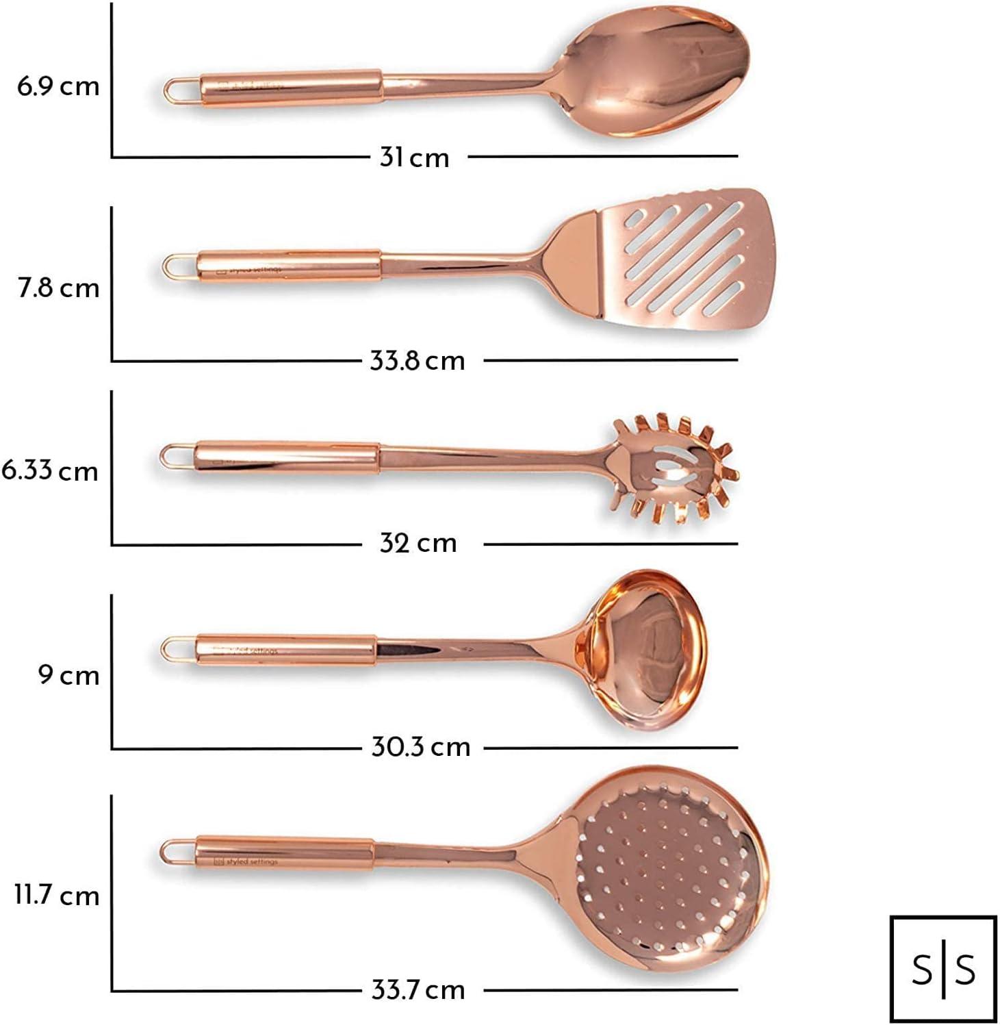 Styled Settings Copper Stainless Steel Cooking Utensils Set