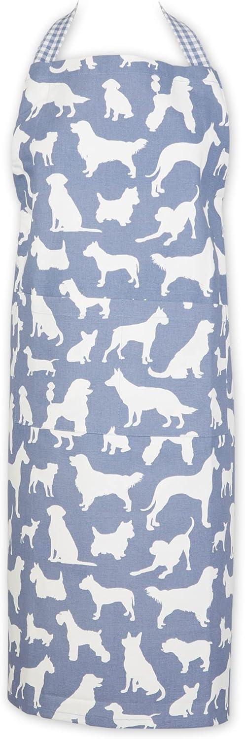 Design Imports Stonewash Blue Dog Print Chef Apron