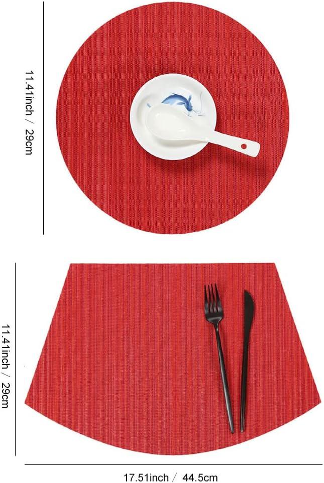 Table Placemats Wedge Shaped Place Mat with Centerpiece Round Mat Table Mats Washable, Set of 7 Placemats for Dining Table