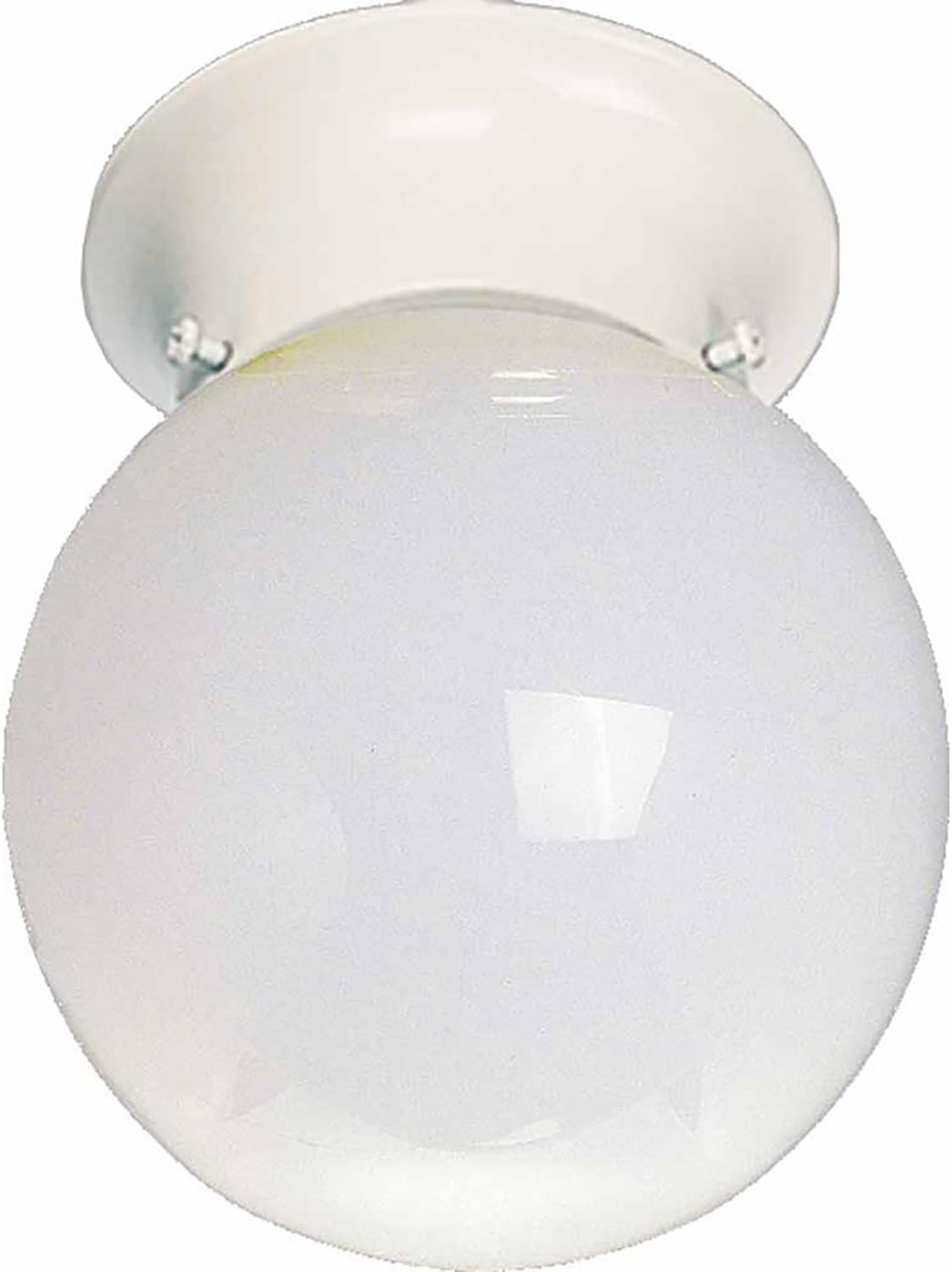 White Glass Globe Flush Mount Ceiling Light