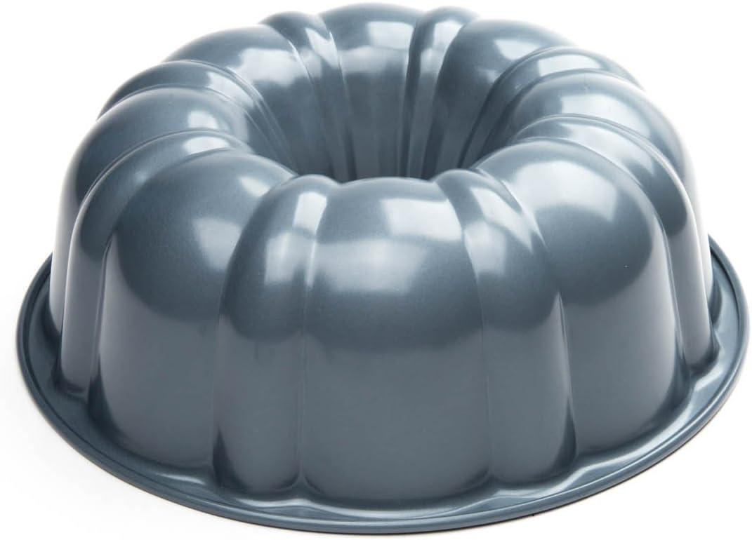 Gray Non-Stick Carbon Steel Fluted Bundt Pan