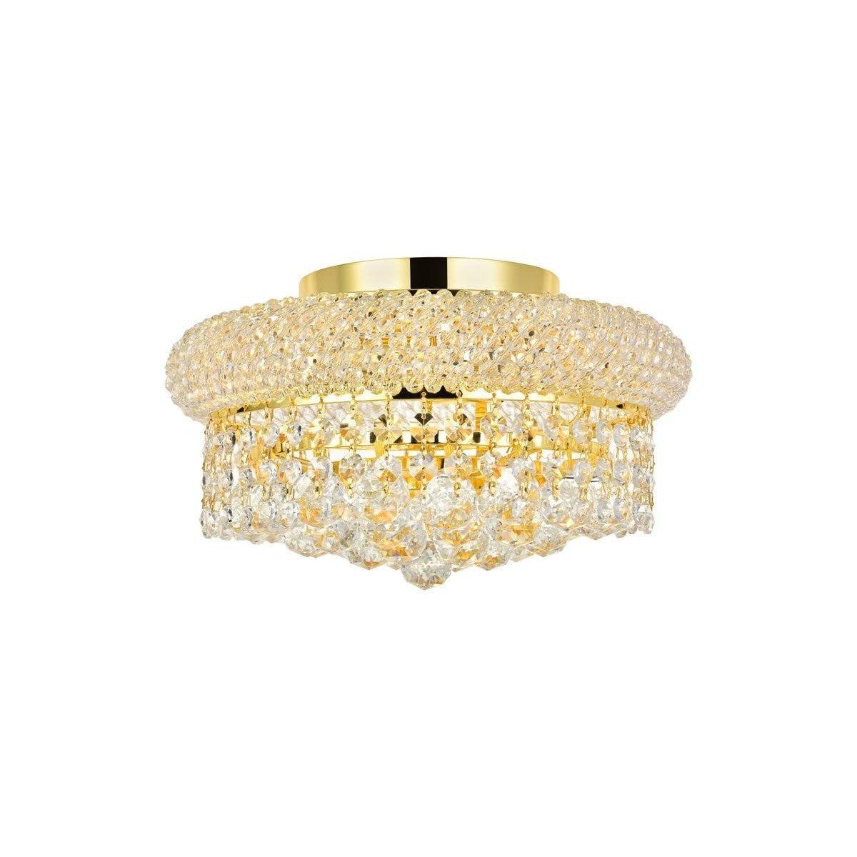 Elegant Lighting Primo 4 light Gold Flush Mount Clear Royal Cut Crystal