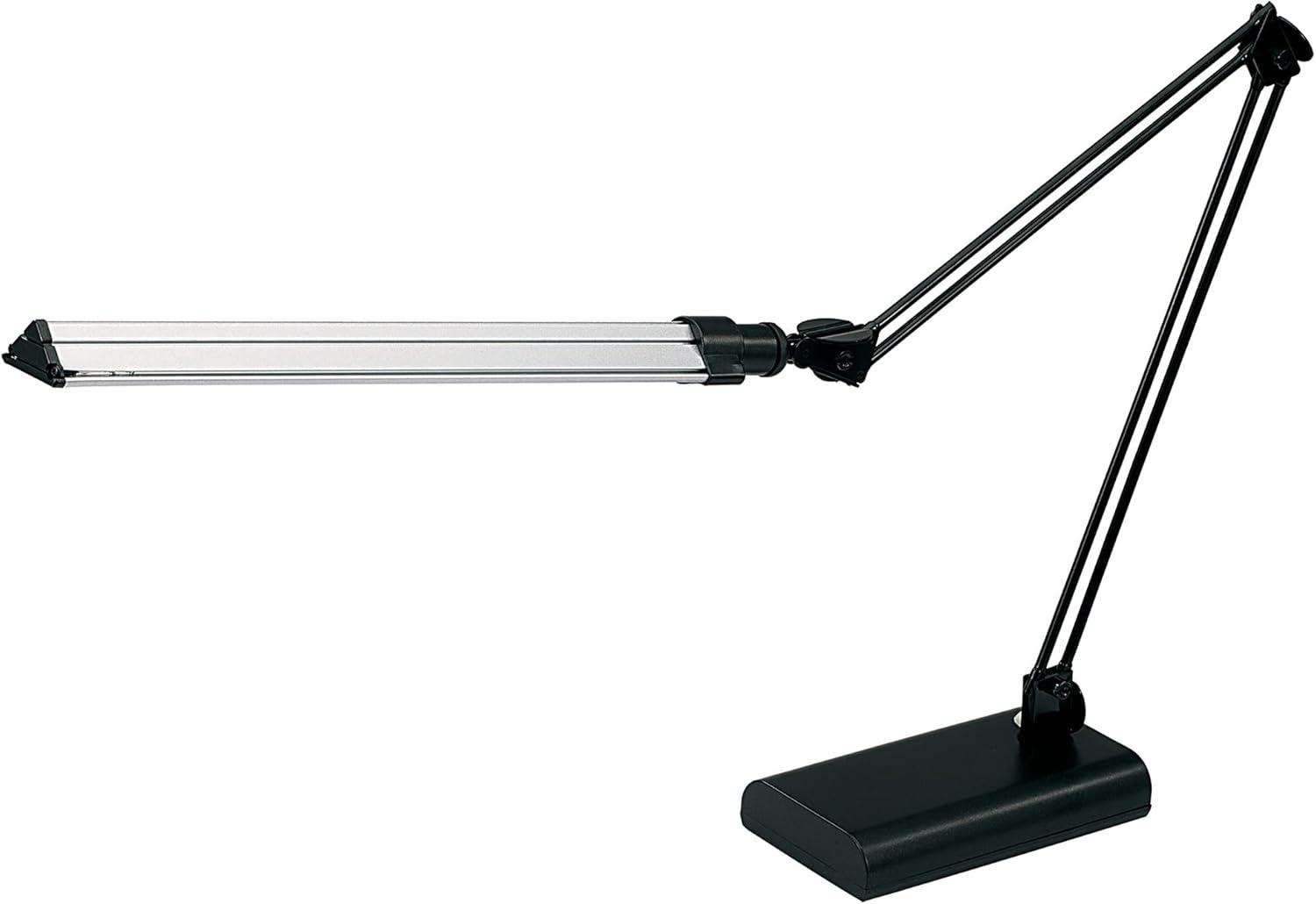 Adjustable Black and Silver Architect Desk Lamp with LED Light