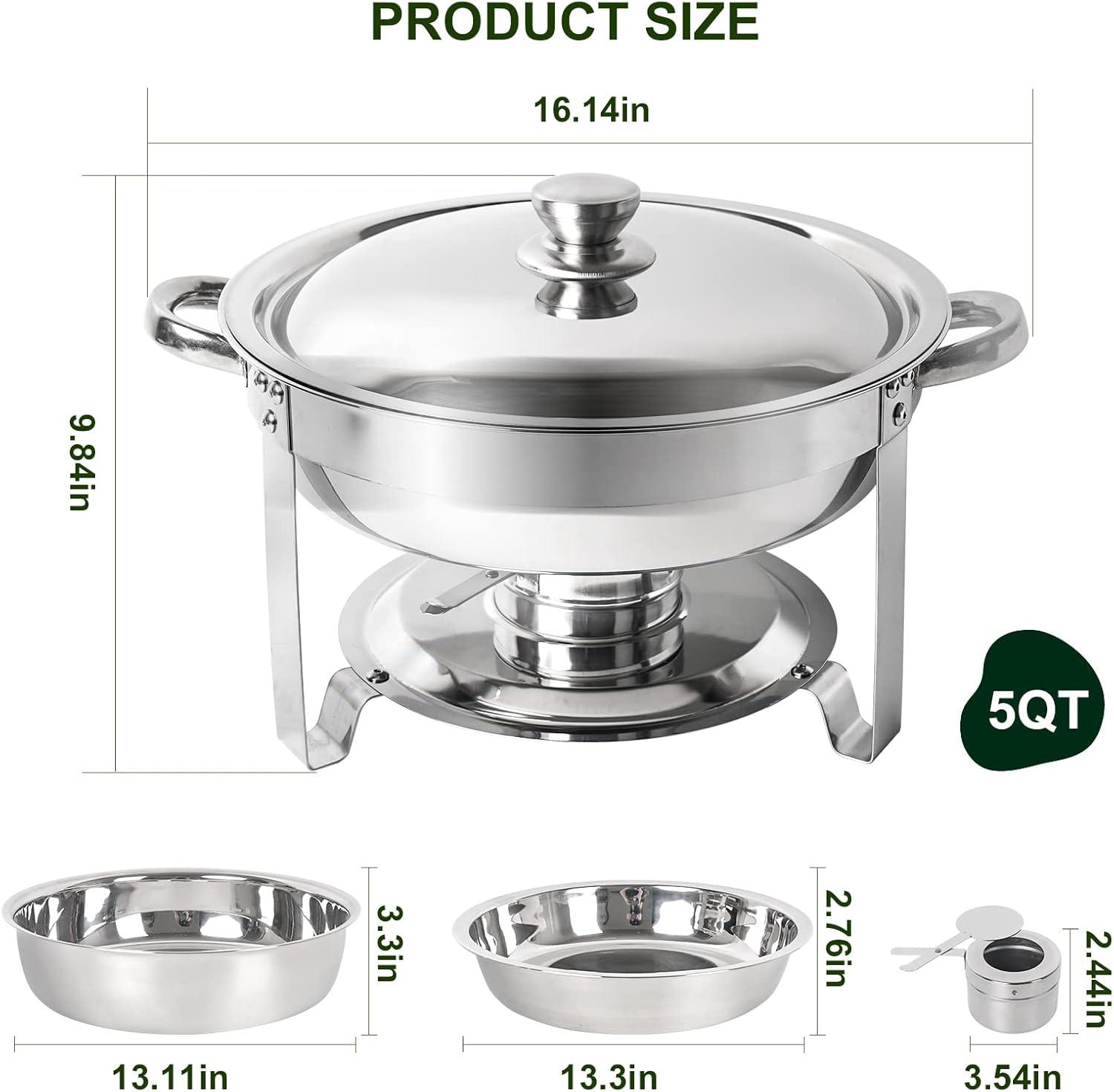 Round Stainless Steel Chafing Dish Set with Lids and Frames