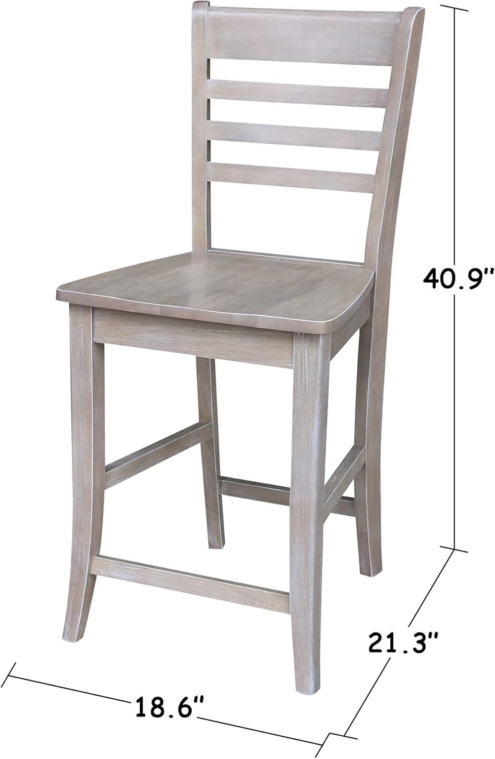 24" Roma Counter Height Barstool Washed Gray Taupe - International Concepts: Solid Wood, Ladder-Back