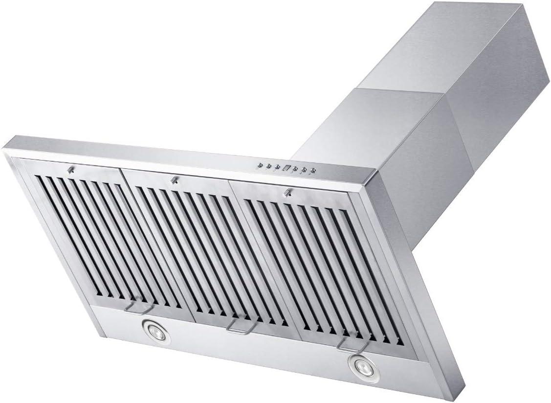 36" 400 CFM Convertible Wall Mount Range Hood in Brushed Stainless Steel